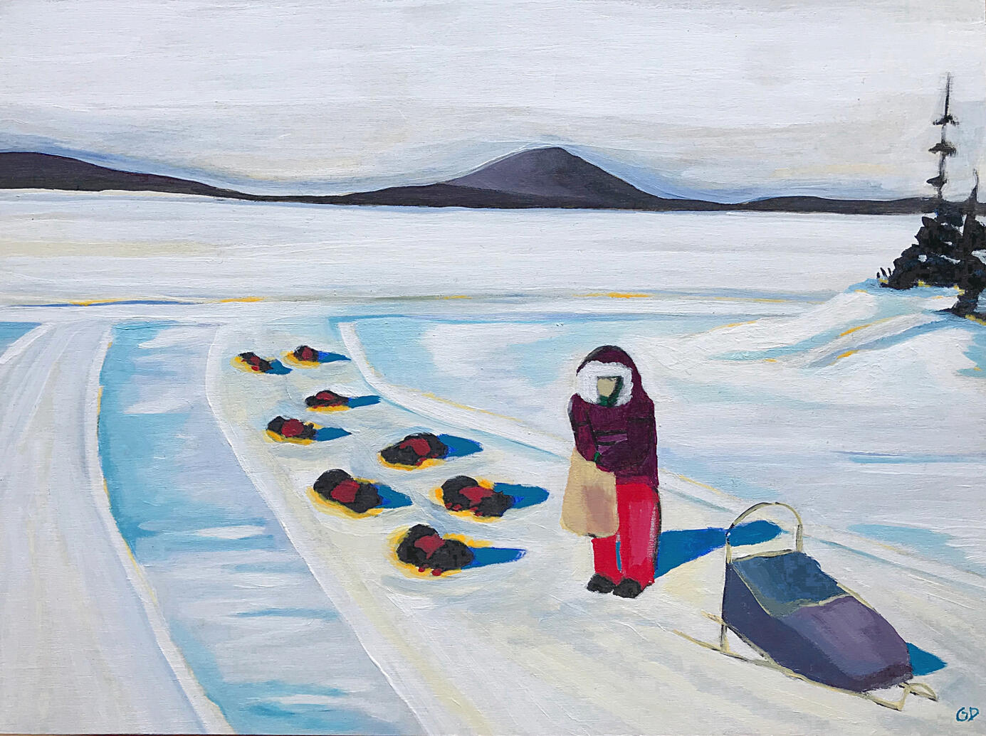 NEW - Michelle and her dogs - 9" x 12" -