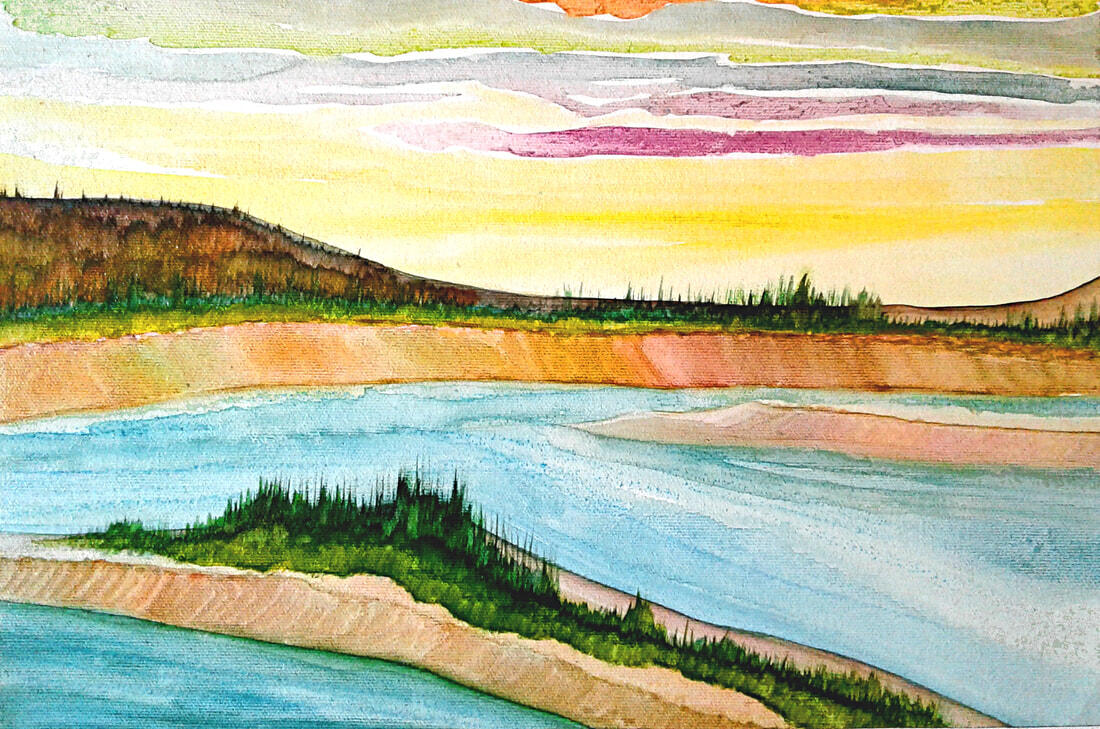 Bell River – watercolour on canvas – 14″ × 11″
