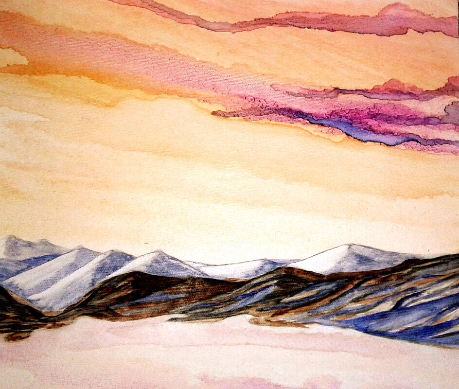 Pink glasses – watercolour on canvas – 8″ × 10″